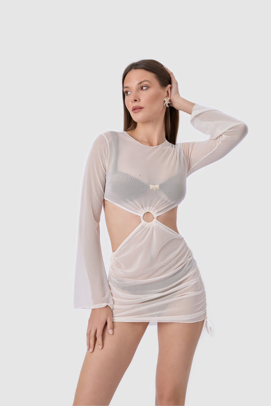 TP-031 Kırık Beyaz Tül Pareo